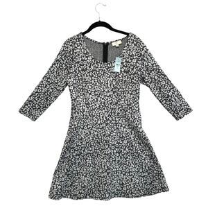 LOFT Outlet Petite Leopard Print Fit & Flare Dress NWT Women's Sz 6P Gray Black